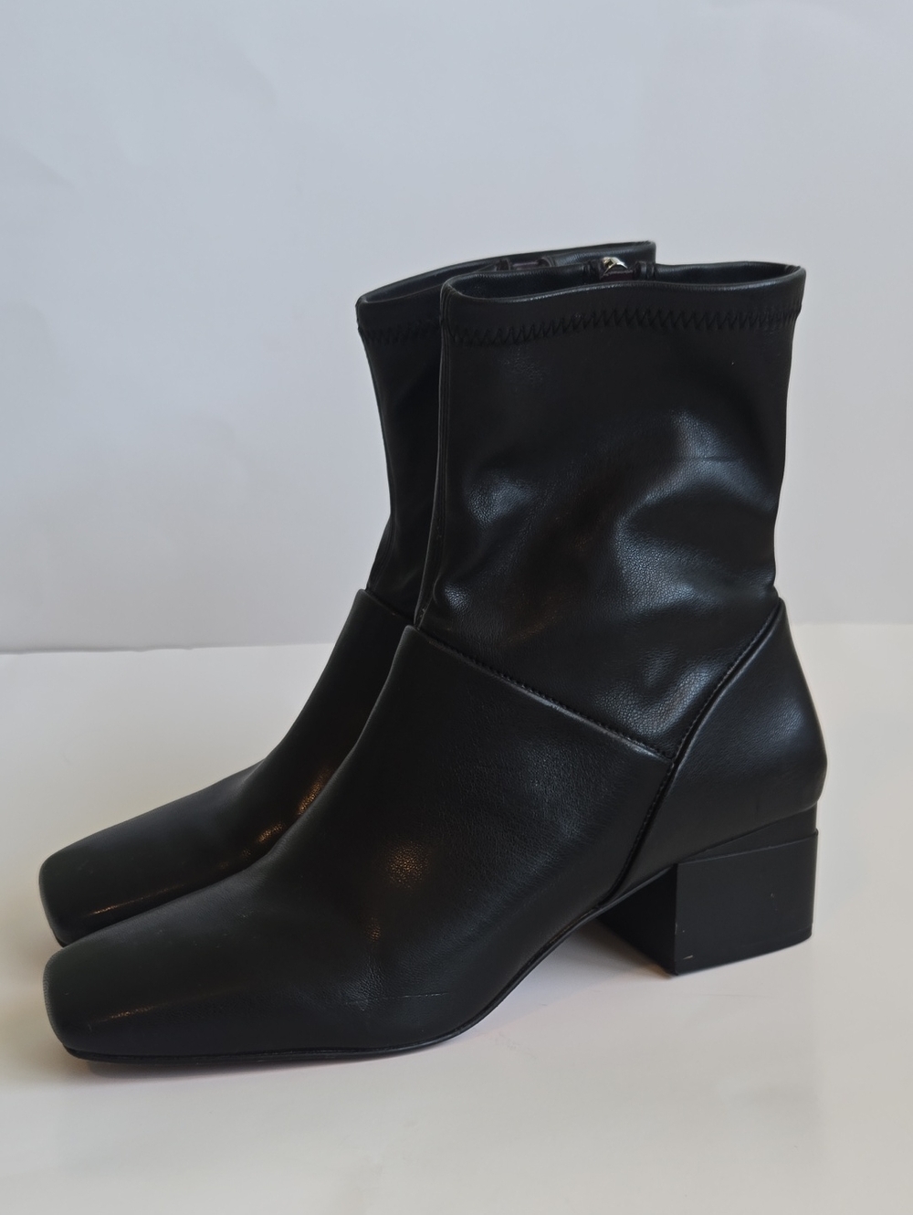 Franco Sarto Waxton Block Heel Square Toe Booties Black Size 7